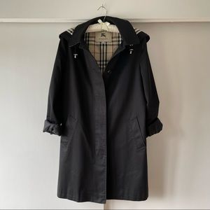 “Burberry London” Black & Nova Hooded Trench Coat